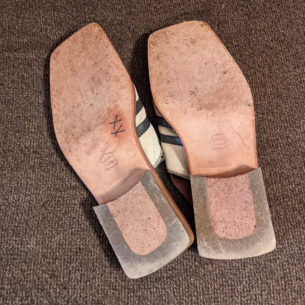 Ultra Miami chic men's linen and leather strap mules by Fratelli - Picture 7 of 11